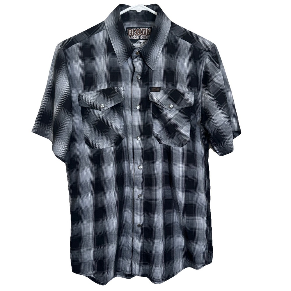 Dixxon Flannel Arizona Super Show Black White Short Sleeve Pearl‎ Snap Men Sz XS